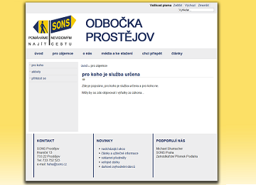 Návrh webu SONS - odbočky Prostějov